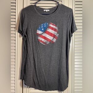 Maurices Gray Short Sleeve Tee with American Flag Design